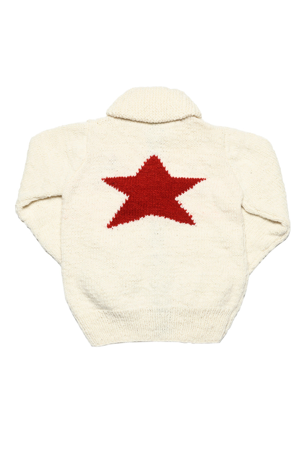 Star Zipper Cardigan - Ivory x Red