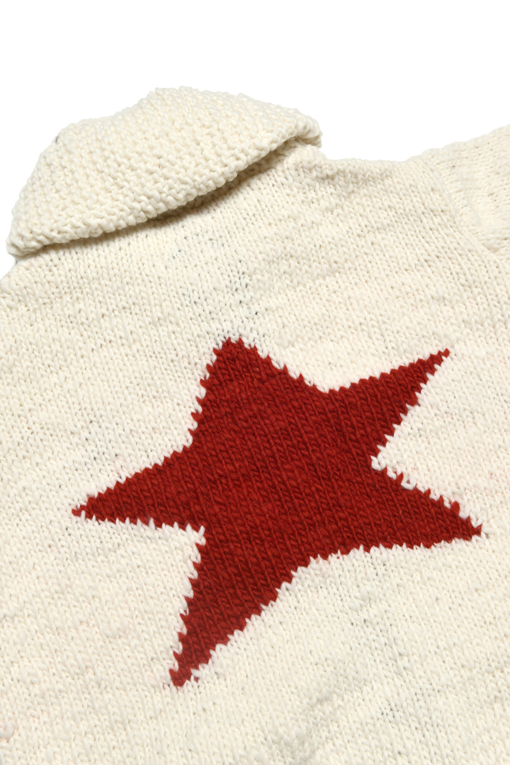 Star Zipper Cardigan - Ivory x Red