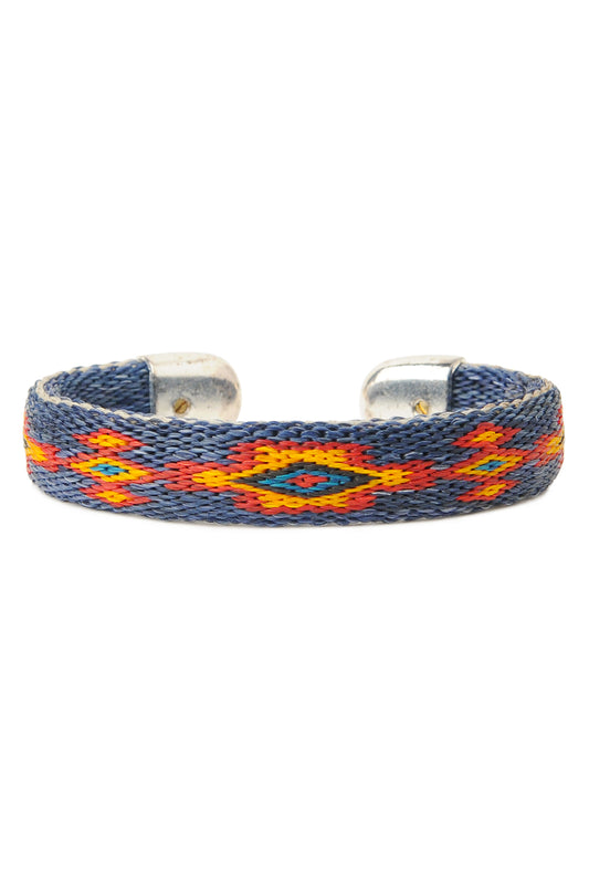 Bendable Horsehair Bracelet - LT INDIGO/ ORG X BLK X RED