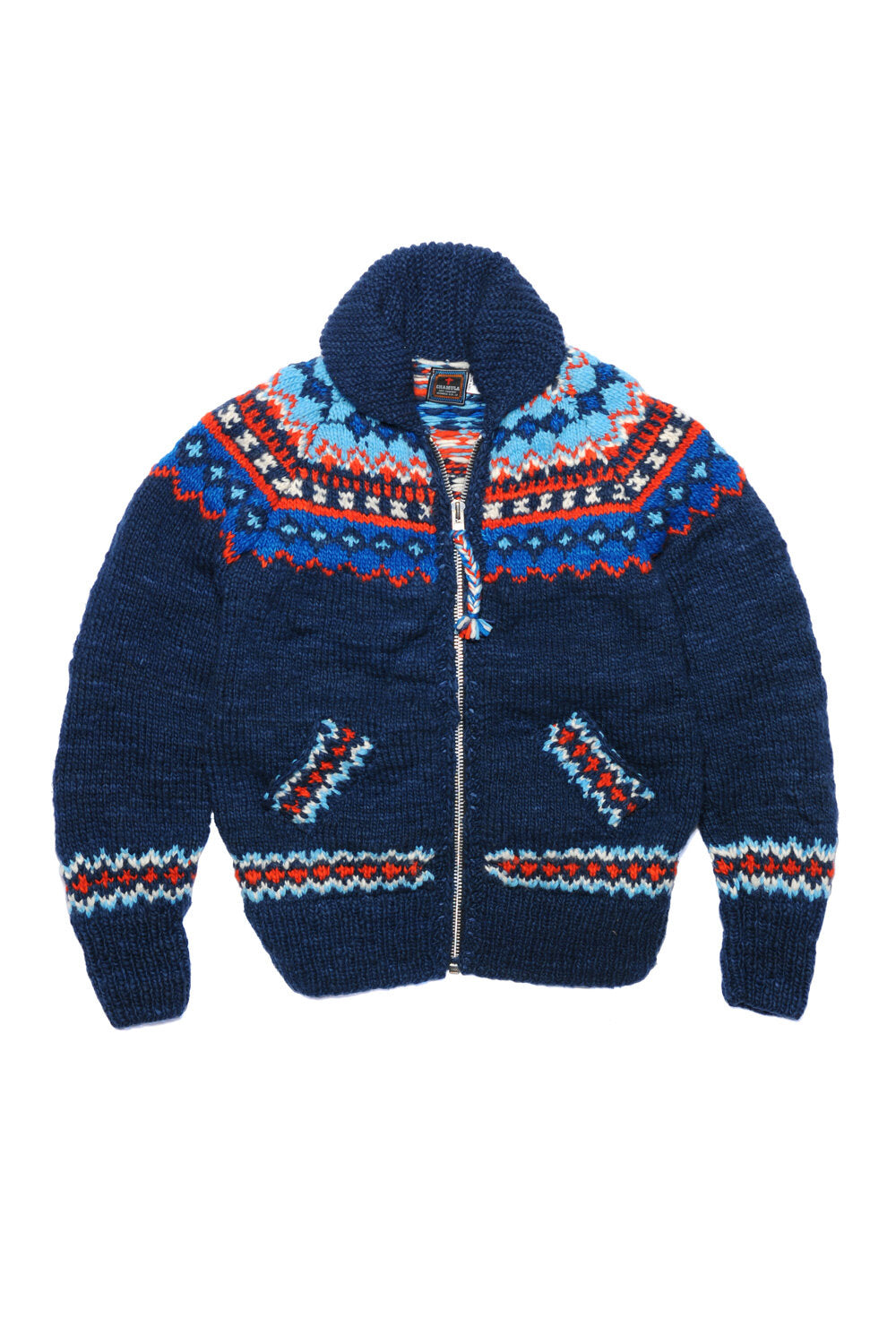 Fair Isle #3 Ireland Zipper Cardigan - Real Indigo