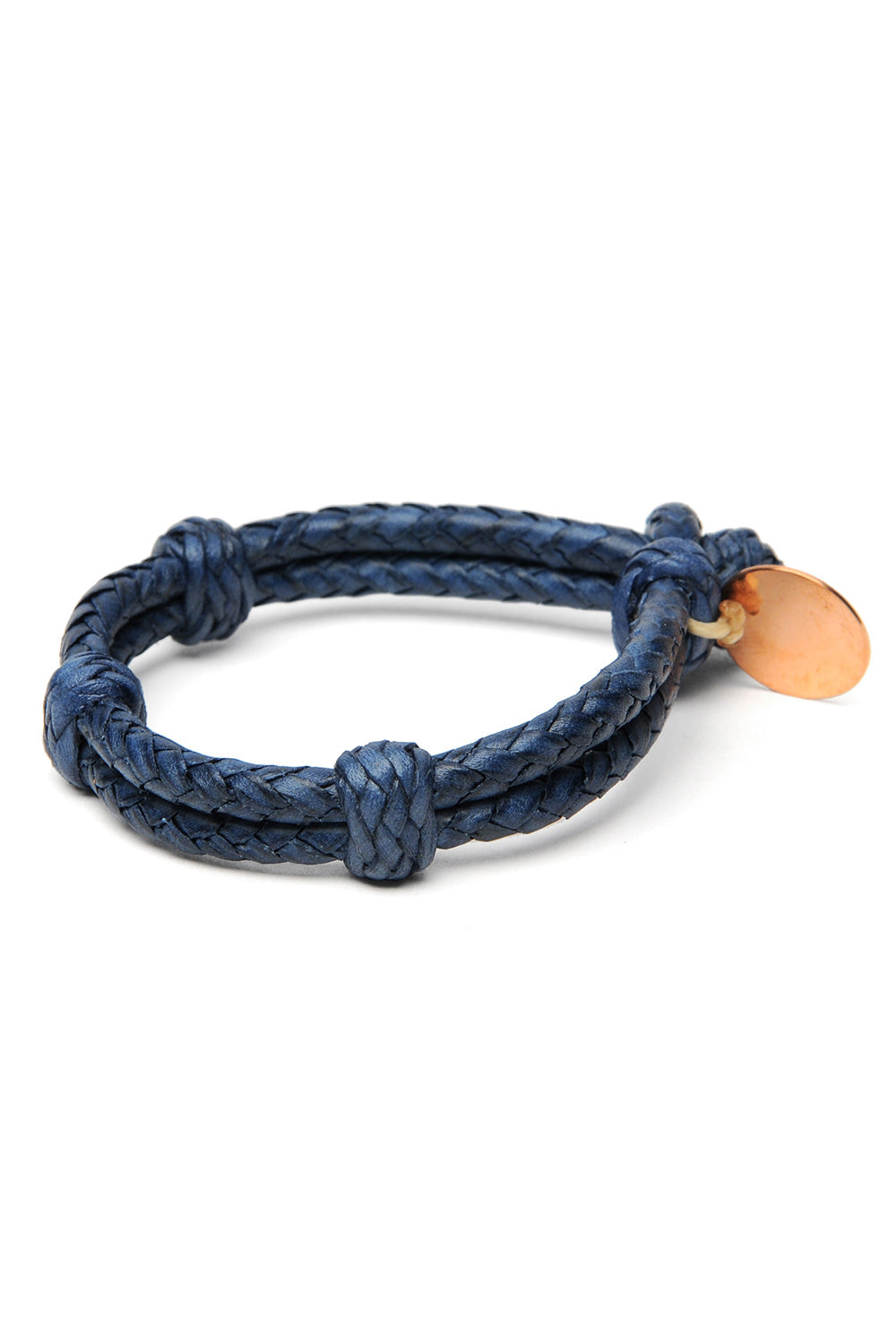 Double Round Leather Bracelet  - Blue 1