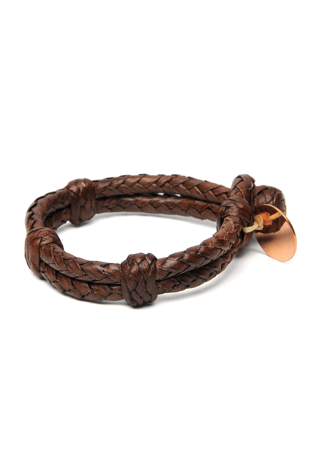 Double Round Leather Bracelet  - Brown 2