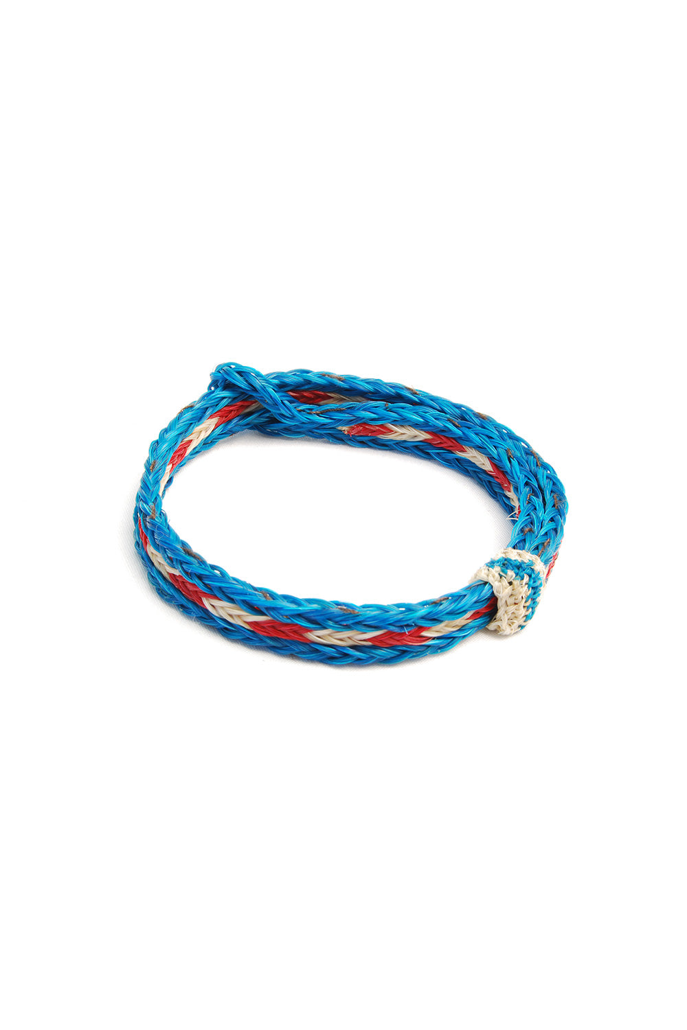 Braided Horsehair Bracelet - #13 RED/WHT/TURQ