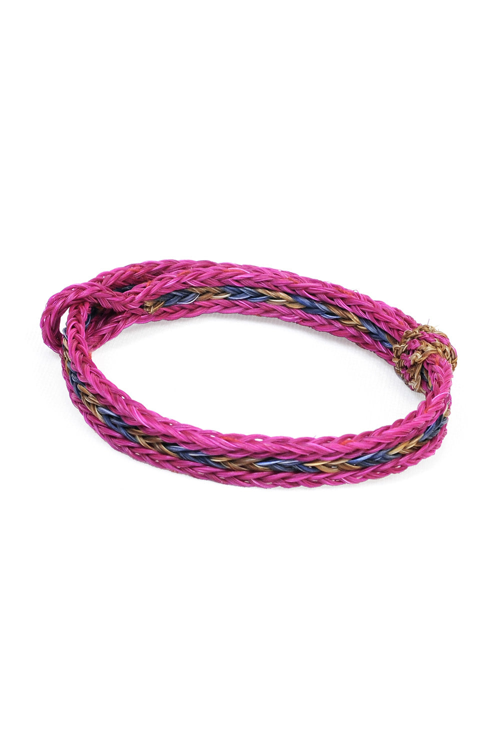 Braided Horsehair Bracelet - #27 LT.INDIGO/TAN/PINK