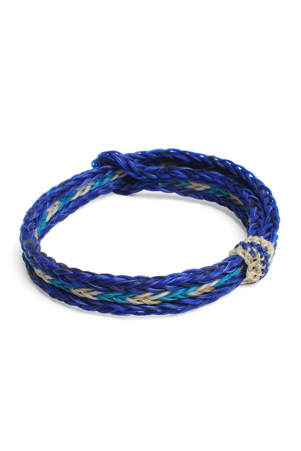 Braided Horsehair Bracelet - #38 TURQ/WHT/BLU